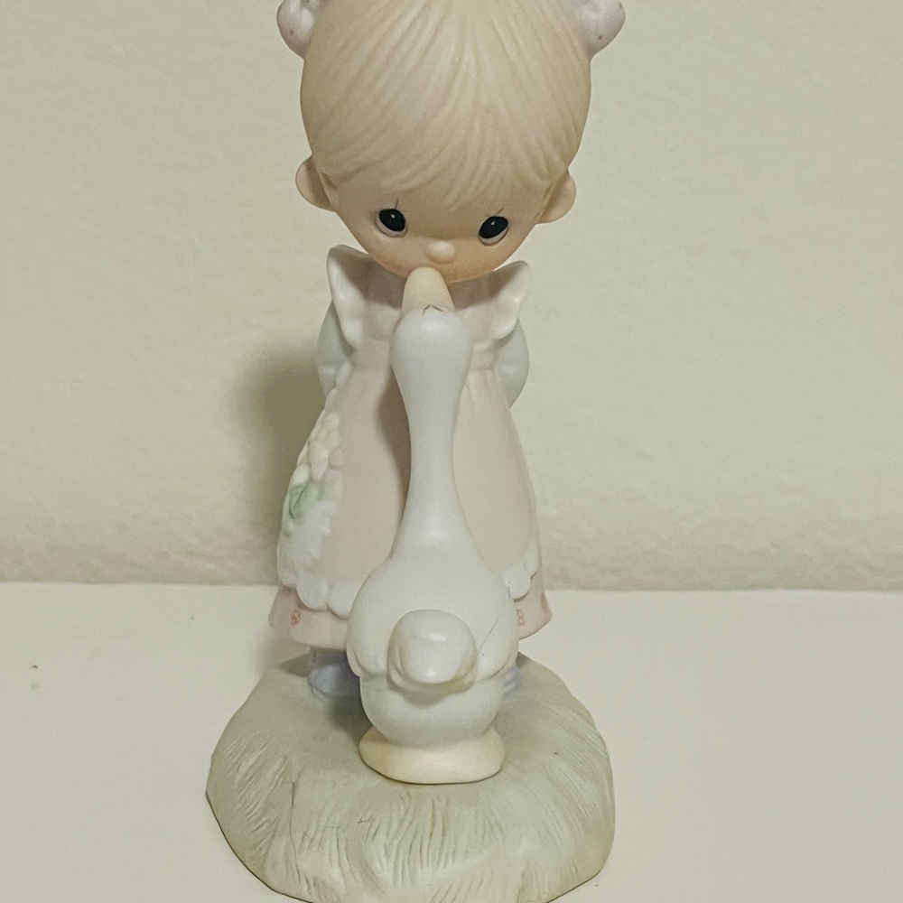 Precious Moments Make A Joyful Noise 1978 Signed child and goose figurine